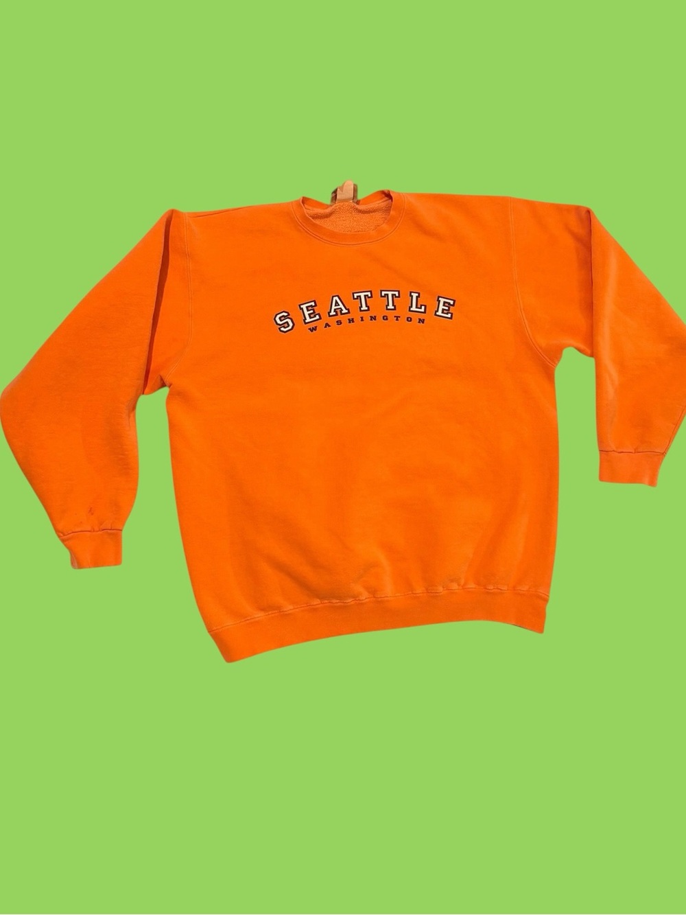 Vintage 90s Y2K Seattle Washington Sweatshirt Orange Retro Large